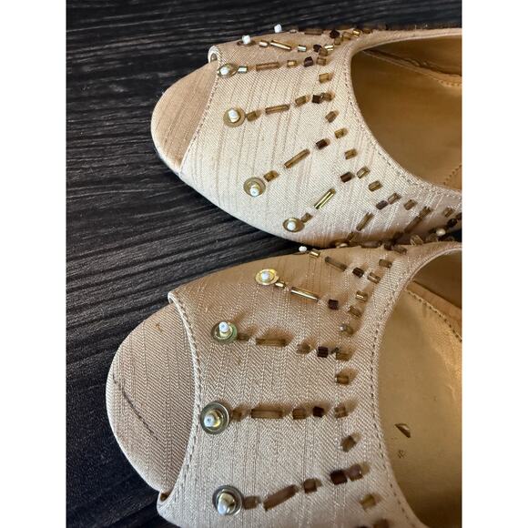 Michelle D. A Satin Beaded Peep Toe Mules Sz. 7 - Picture 5 of 7